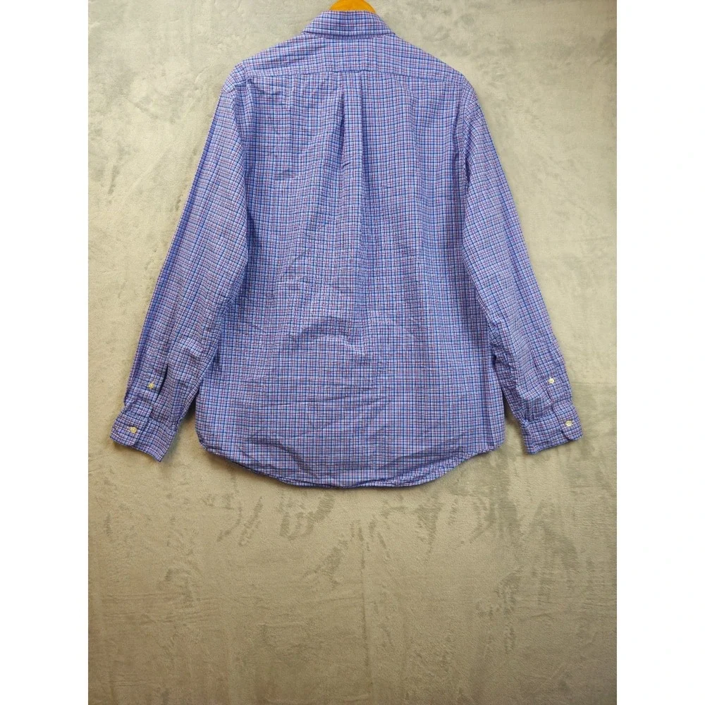 Polo Ralph Lauren Shirt Men's XL Blue Gingham Plaid Cotton Stretch Casual Work